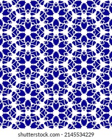 Blue flower seamless pattern. Geometric ornament. High quality illustration.