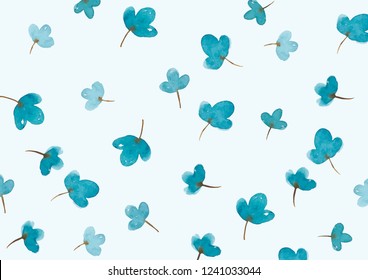 Blue flower seamless pattern in light blue background