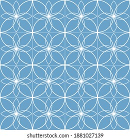 Flor azul sin fisuras con un estilo mínimo y sencillo. Para baldosas, papel pintado, obras de arte o decoración.