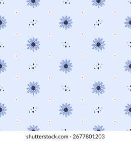 Blue flower seamless vector for print on textile, wrapping, backdrop and other uses.