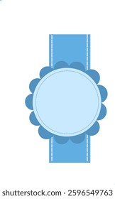 blue flower shaped frame with a dotted border.