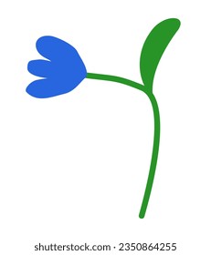 Blue flower. Simple vector illustration isolated on white background.