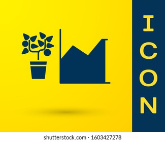 Blue Flower statistics icon isolated on yellow background.  Vector Illustration