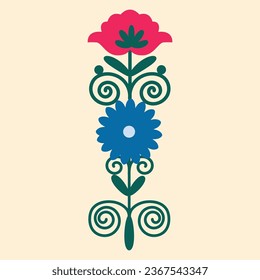 Blue flower from suzani carpet. Simple shape flower for decorating beautiful things.