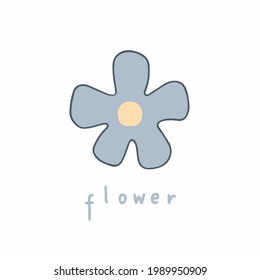 Blue Flower Symbol. Social Media Post. Vector Illustration.