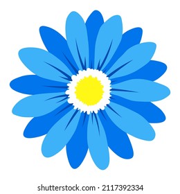 Blue flower top view isolated illustration