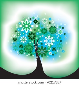 Blue Flower Tree. Eps10 Format.