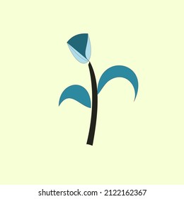 Blue flower. Tulip flower vector. Retro and tropical background and cover.