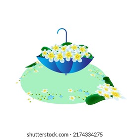 Blue Flower Umbrella Design Templates, Stickers, Posters, Graphic Resources. Transparent Background Isolated Png