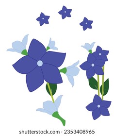 Diseño artístico de vectores de flores azules