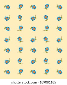 Blue Flower of Vector on Cream Background