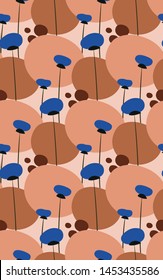 blue flower vector stylized modern seamless floral pattern design