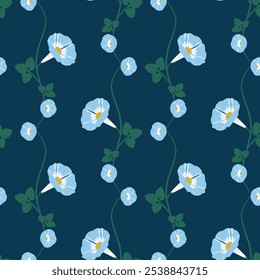 blue flower vine seamless pattern with nature elements for fashion fabric wallpaper background print card wrapper cloth with its elegant ornate beautiful and stylish design. Vector and illustration.