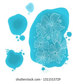 Blue flower. Watercolor floral illustration. Floral decorative element. Vector floral background.