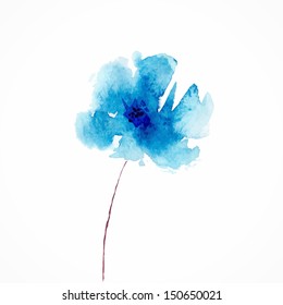 Blue Watercolor Flowers High Res Stock Images Shutterstock