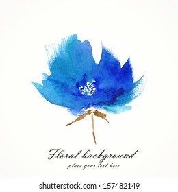 Blue flower. Watercolor floral illustration. Floral decorative element. Vector floral background.