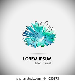 Blue Flower watercolor object. Vector