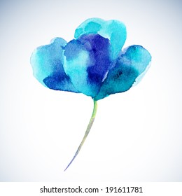 blue flower, watercolor painting