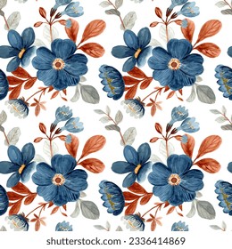 Blauer Blumenfarben nahtlose Muster für Hintergrund, Stoff, Textilien, Mode, Tapeten, Hochzeit, Banner, Aufkleber, Dekoration usw.
