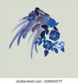 Blue Flower Watercolor Tshirt Design Pattern 