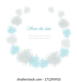 Blue flower and white background