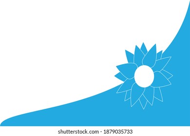 Blue flower in the blue and white background