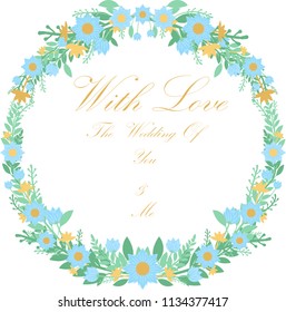 Blue Flower Wreath Vector