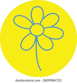 Blue Flower in Yellow Circle