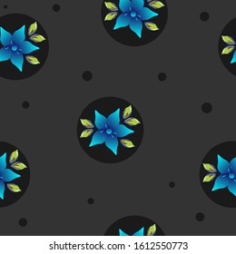 Blue flower.Bright glowing flower with shades of blue on a dark night background.Pattern. Vector illustration for your business.