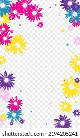 Blue Flowers Background Transparent Vector. Leaf Style Print. Yellow Petal Light. Holiday Template. Wallpaper Violet Plant.