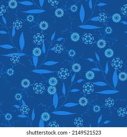 Blue flowers, blue background, vector