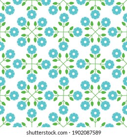 blue flowers cornflower vector seamless pattern