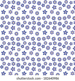 blue flowers different styles and shapes seamless pattern
