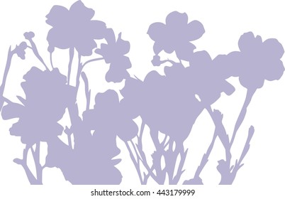 Blue flowers. Flax flowers. Silhouettes of flowers