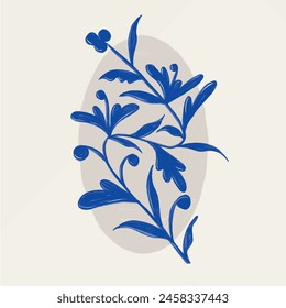 blue flowers and geometric pattern. fashion and more