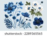 Blue flowers illustration. Vector desing.