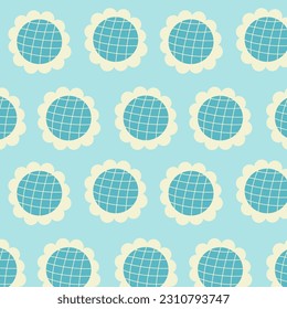 Blue flowers isolated on blue background. Hand drawn floral seamless pattern vector illustration.	
