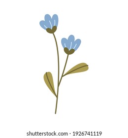 blue flowers and leafs spring isolated icon vector illustration design
