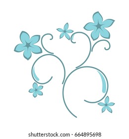 Blue flowers and leaves