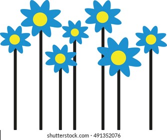 Blue flowers with long stems abstract