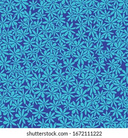 Blue flowers meadow seamless vector pattern. Decorative surface print design. Great for fabrics, scrapbook paper, gift wrap, backgrounds, greeting cards and invitations