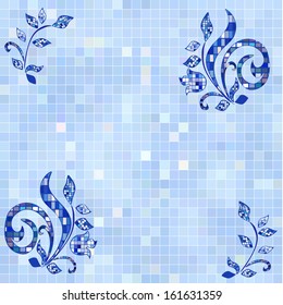 blue flowers mosaic