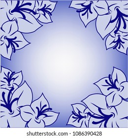 blue flowers on a blue background.