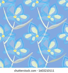 Blue flowers on a blue background pattern vector