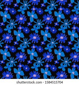 Blue flowers on the black background vector illustration