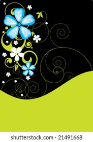blue flowers on black background,vector