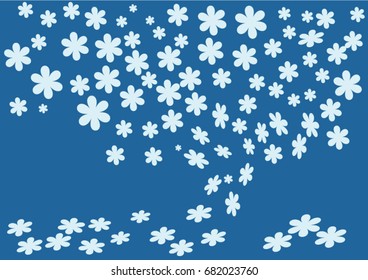 Blue flowers on a dark blue background