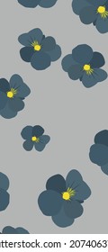 Blue flowers on a gray background vector flat illustration. Modern light image of flora. Design for posters, backgrounds, templates, cards, textiles.