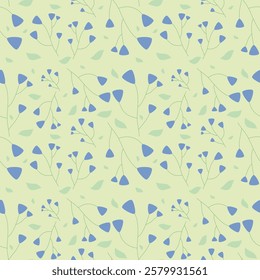 Blue flowers on green background, fabric pattern, gift wrapping paper, notebook cover, phone case , seamless pattern 