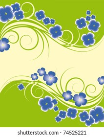 Blue flowers on green background